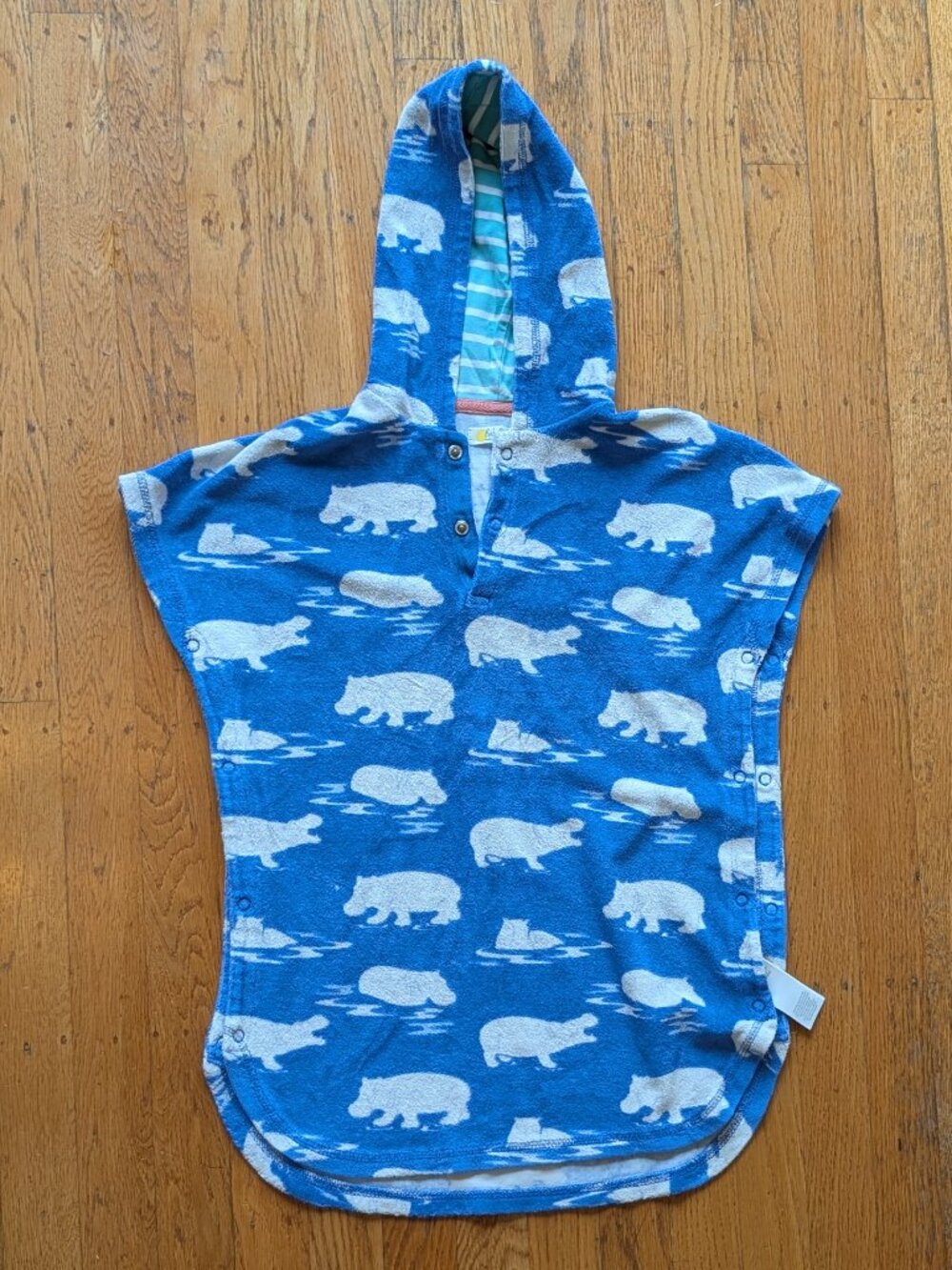 Baby Boden Hippo Hooded Towelling Hoodie